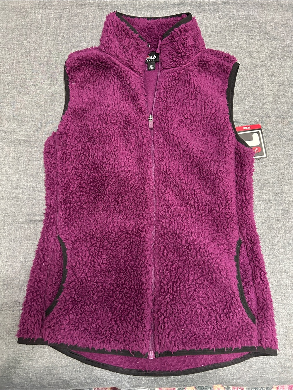 Fila Plush Sherpa Vest in Magenta XS Women